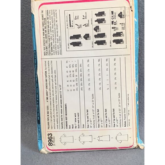 Vintage Simplicity 8963 Sewing Pattern for Stretch Knit Top Size 10-12 - Picture 2 of 2